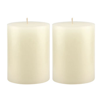 2 Pack 3X4 Unscented Ivory Pillar Candles