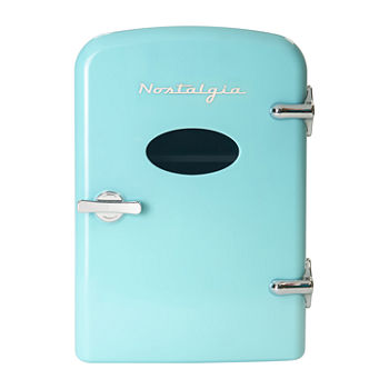 Nostalgia Retro 6-Can Personal Cooling and Heating Refrigerator with Display Window & Carry Handle