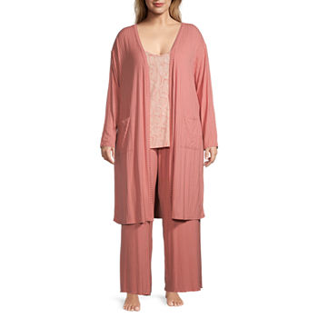 Ambrielle Womens Plus Long Sleeve Pajama Cardigan