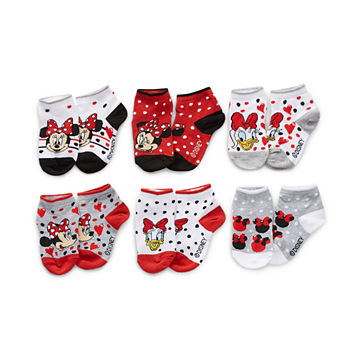 Toddler Girls 6 Pair Minnie Mouse Quarter Socks
