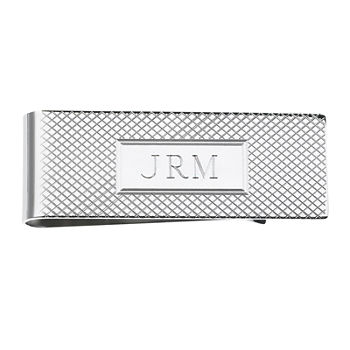 Personalized Grid Pattern Money Clip