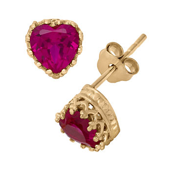 Lab-Created Ruby 14K Gold Over Silver Earrings