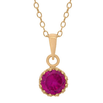 Lab-Created Ruby 14K Gold Over Silver Pendant Necklace