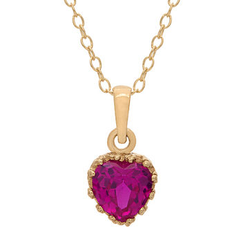 Lab-Created Ruby 14K Gold Over Silver Pendant Necklace