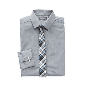 Van Heusen Big Boys Long Sleeve Shirt + Tie Set