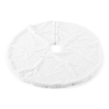 North Pole Trading Co. White Faux Fur Christmas Tree Skirt