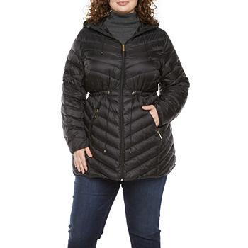 Miss Gallery Hooded Packable Sustainable Down Puffer Jacket-Plus