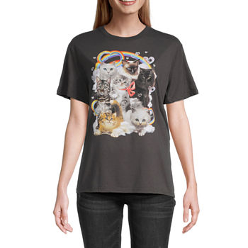 Rainbow Cats Juniors Womens Oversized Graphic T-Shirt
