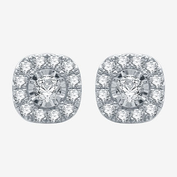 Ever Star 1 CT. T.W. Lab Grown White Diamond 10K White Gold 9.7mm Stud Earrings
