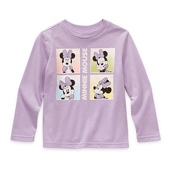 Okie Dokie Toddler Girls Crew Neck Minnie Mouse Long Sleeve Graphic T-Shirt