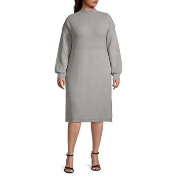 Liz Claiborne Plus Long Sleeve Midi Sweater Dress