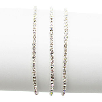 Vieste® Silver-Tone 3-pc. Crystal Stretch Bracelets