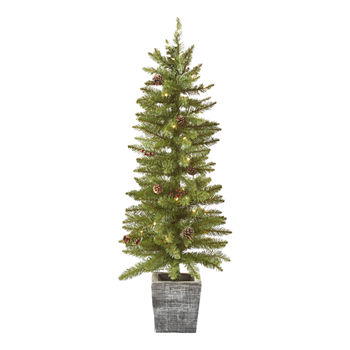 North Pole Trading Co. 4 Foot Boulder Fir LED Pre-Lit Pre-Decorated Potted Christmas Tree