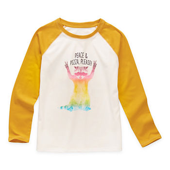 Thereabouts Little & Big Girls Crew Neck Long Sleeve Graphic T-Shirt