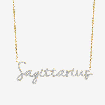 Sagittarius Womens 1/3 CT. T.W. Genuine White Diamond 14K Gold Over Silver Pendant Necklace