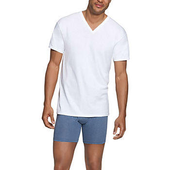 Hanes Ultimate Comfortblend Mens 4 Pack + 1 Bonus  Short Sleeve V Neck T-Shirt