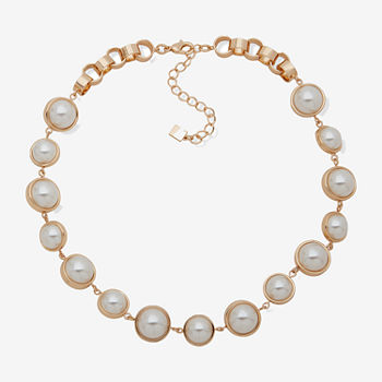 Worthington Simulated Pearl 17 Inch Cable Collar Necklace