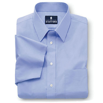 Stafford Travel Easy-Care Broadcloth Mens Point Collar Short Sleeve Dress Shirt