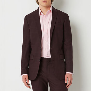 JF J.Ferrar Ultra Comfort Mens Windowpane Stretch Fabric Super Slim Fit Suit Jacket