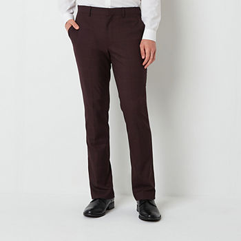 JF J.Ferrar Ultra Comfort Mens Windowpane Stretch Fabric Super Slim Fit Suit Pants