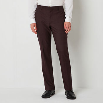 JF J.Ferrar Ultra Comfort Mens Windowpane Stretch Fabric Slim Fit Suit Pants