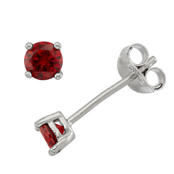 Lab Created Red Cubic Zirconia Sterling Silver 4mm Stud Earrings