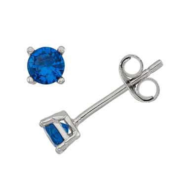 Lab Created Blue Cubic Zirconia Sterling Silver 4mm Stud Earrings