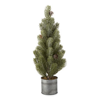 North Pole Trading Co. 16" Frosted Green Christmas Tabletop Tree