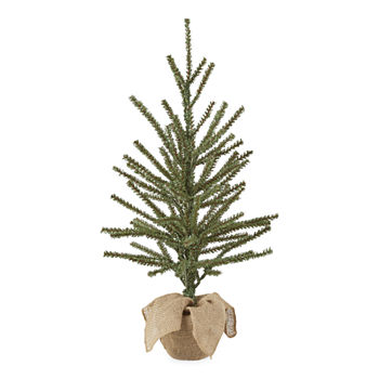 North Pole Trading Co. 2 Foot Iver Pine Christmas Tree with Burlap Base