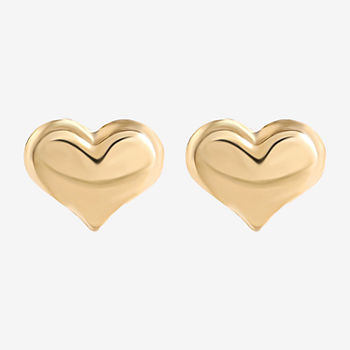 Girls 14K Gold Heart Stud Earrings