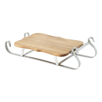 North Pole Trading Co. Wood Sleigh Serving Tray