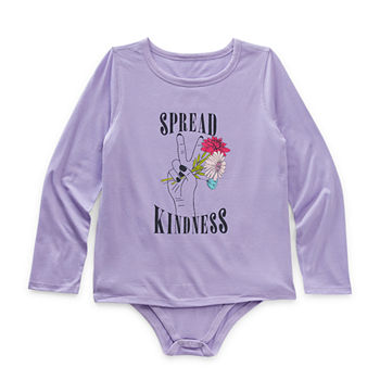 Thereabouts Little & Big Girls Round Neck Long Sleeve Bodysuit