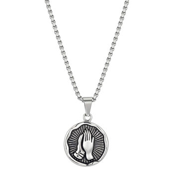 J.P. Army Men's Jewelry Stainless Steel 22 Inch Link Round Pendant Necklace