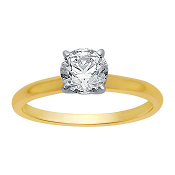 Womens 1 CT. T.W. Genuine Diamond 14K Gold Round Solitaire Engagement Ring
