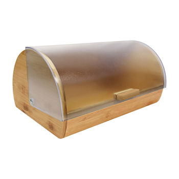 Blue Donuts Bamboo With Easy Glide Cover Bread Box

