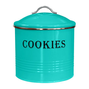 Blue Donuts Tin; Turquoise Cookie Jar 1 Pair Food Container