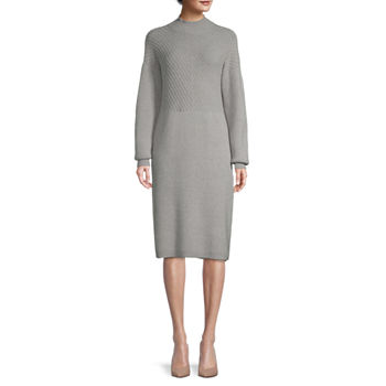 Liz Claiborne Long Sleeve Midi Sweater Dress