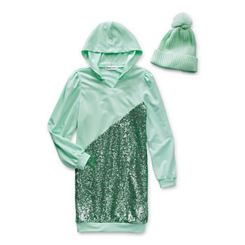 Emerald Sundae Big Girls Long Sleeve Sweatshirt Dress