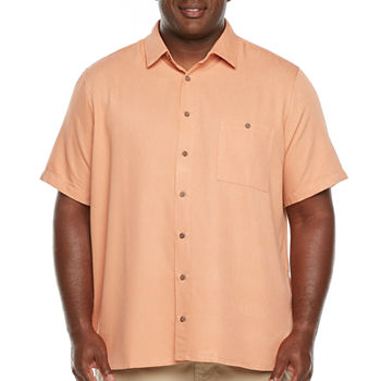 Campia Big and Tall Mens Regular Fit Short Sleeve Tonal Button-Down Shirt