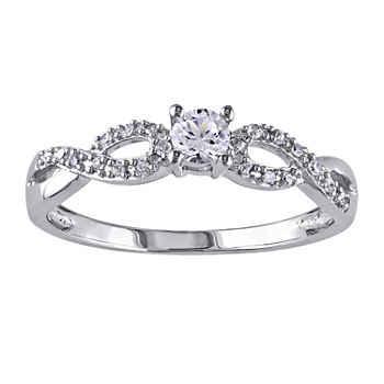 1/10 CT. T.W. Diamond & Lab-Created White Sapphire Engagement Ring