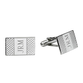 Personalized Grid Pattern Cuff Links