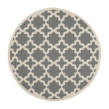 Safavieh Courtyard Collection Bokhara Geometric Indoor/Outdoor Round Area Rug