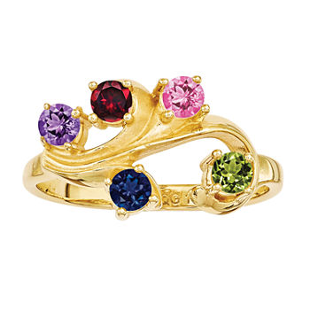Personalized 14K Gold Cubic Zirconia Birthstone Family Ring