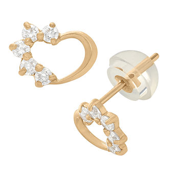 Heart-Shaped 1/5 CT. T.W. Lab Created White Cubic Zirconia 14K Gold 5.5mm Heart Stud Earrings