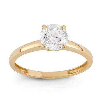 DiamonArt® Womens 1 CT. T.W. Lab Created White Cubic Zirconia 10K Gold Engagement Ring