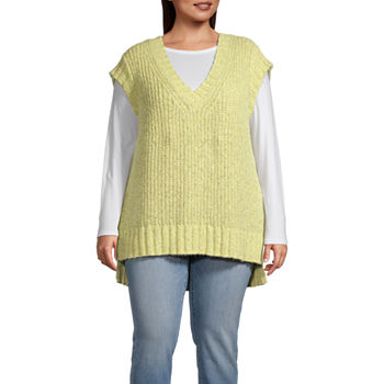 a.n.a Womens V Neck Sweater Vest Plus