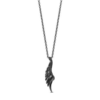 Enchanted Disney Fine Jewelry Villains Womens 1/5 CT. T.W. Genuine Black Diamond Sterling Silver Wing Maleficent Pendant Necklace