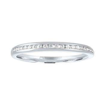 Womens 1/10 CT. T.W. Genuine White Diamond 10K White Gold Stackable Ring