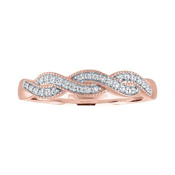 Womens 1/10 CT. T.W. Genuine White Diamond 10K Rose Gold Stackable Ring
