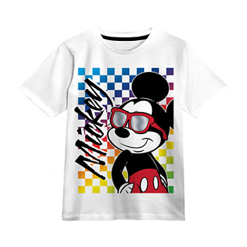 Disney Little & Big Boys Round Neck Mickey Mouse Short Sleeve Graphic T-Shirt